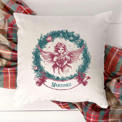 Personalized Angel Vintage Christmas Throw Pillow Cover -  - Wingpress Designs