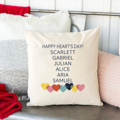 Personalized Valentine's Day Family Names with Hearts Throw Pillowcase - - Wingpress Designs