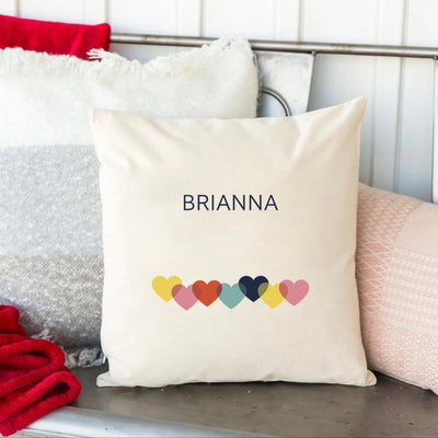 Personalized Valentine's Day Family Names with Hearts Throw Pillowcase - - Wingpress Designs