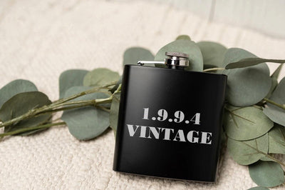 Personalized Vintage Birthday Matte Black Flask -  - Completeful