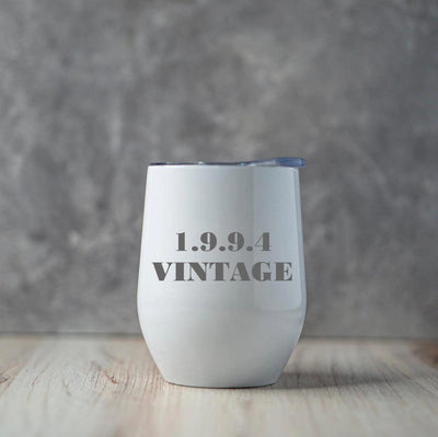 Personalized Vintage Birthday Wine Tumblers 12oz -  - Completeful