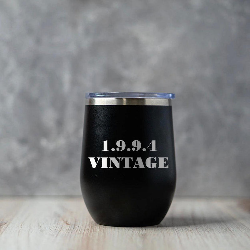 Personalized Vintage Birthday Wine Tumblers 12oz -  - Completeful