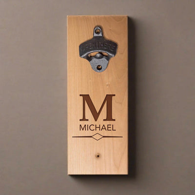 Personalized Wall-Mounted Wooden Bottle Opener -  - Completeful