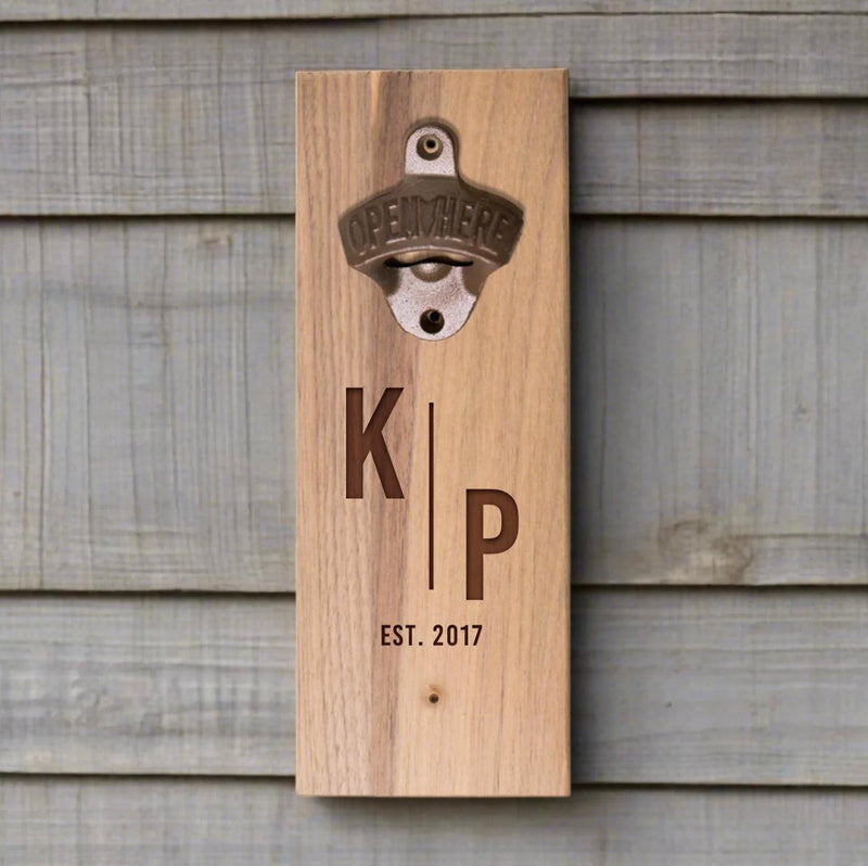 Personalized Wall-Mounted Wooden Bottle Opener -  - Completeful