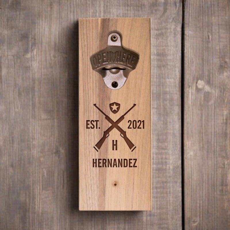 Personalized Wall-Mounted Wooden Bottle Opener -  - Completeful