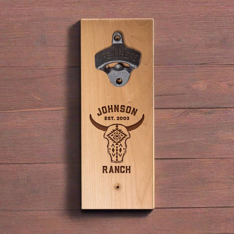 Personalized Wall-Mounted Wooden Bottle Opener -  - Completeful