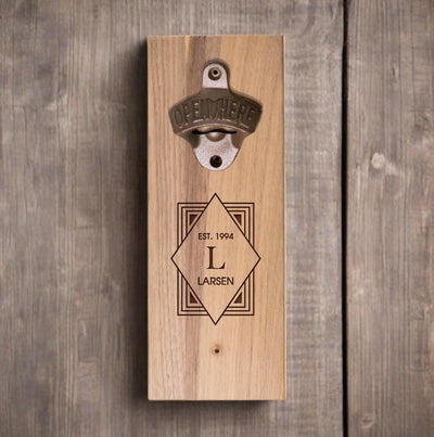 Personalized Wall-Mounted Wooden Bottle Opener -  - Completeful