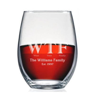 Personalized Wine Time Finally Stemless Wine Glass -  - Completeful