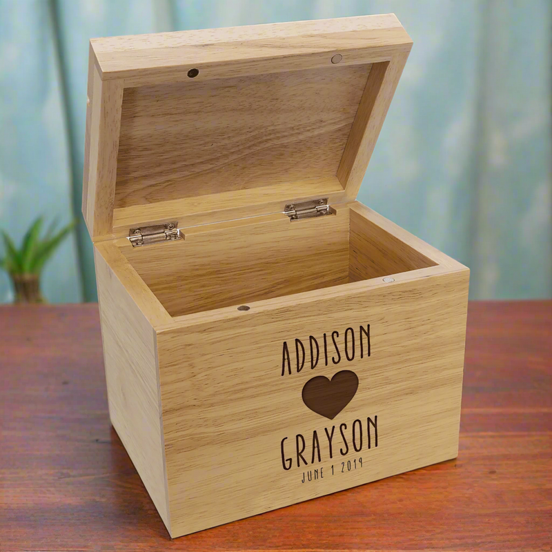 Personalized Wedding Keepsake Woodbox - - Lazerworx