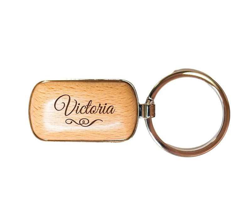 Personalized Rounded Corner Wooden Keychain -  - Completeful