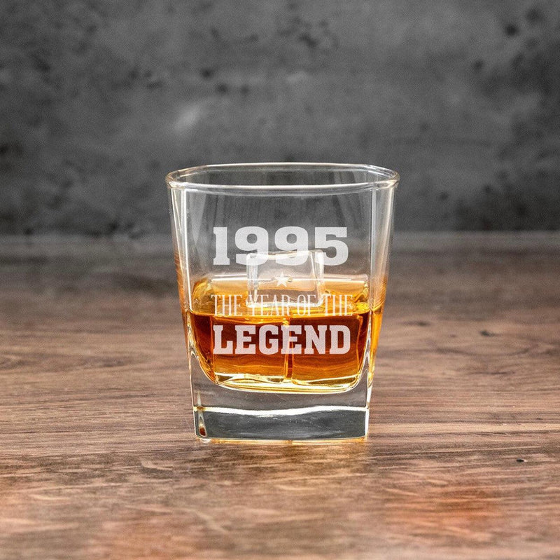 Personalized Year Of The Legend Birthday Square Rocks Glass -  - Completeful