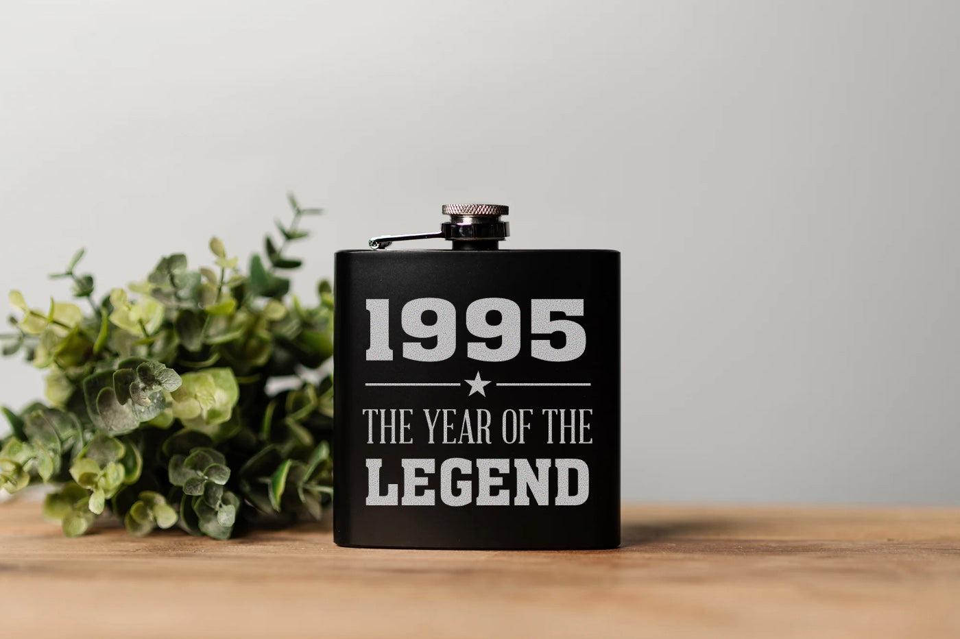 Personalized Year Of The Legend Birthday Matte Black Flask -  - Completeful