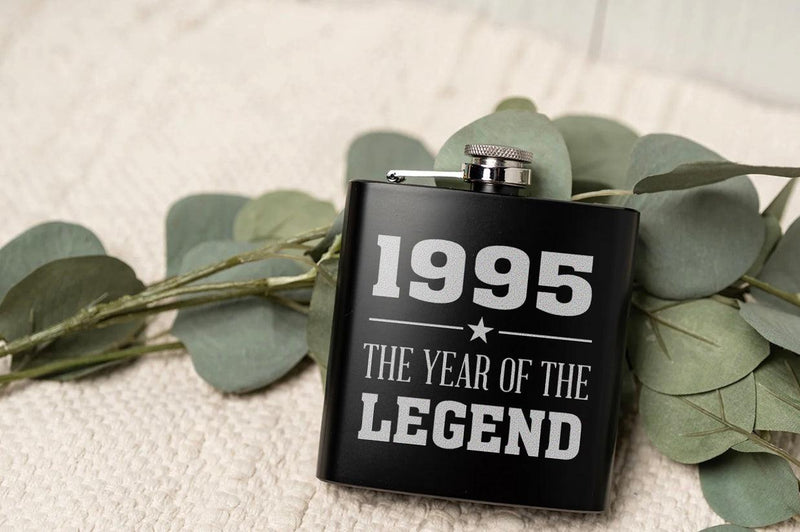 Personalized Year Of The Legend Birthday Matte Black Flask -  - Completeful