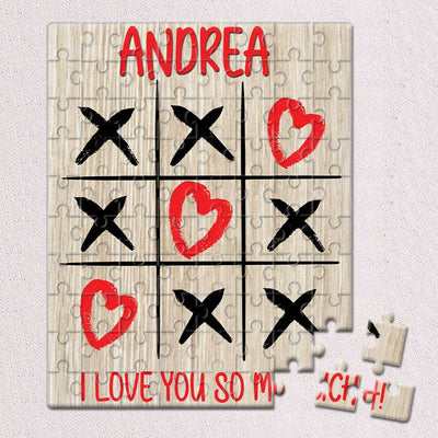 Personalized Valentines Day Tic Tac Toe Jigsaw Puzzles - 80 PIECES - Lazerworx