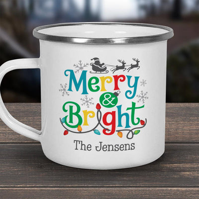 Personalized Merry and Bright Stainless Steel Camp Mug -  - Gifts For You Now