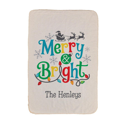 Personalized Merry and Bright Sherpa Blanket -  - Gifts For You Now