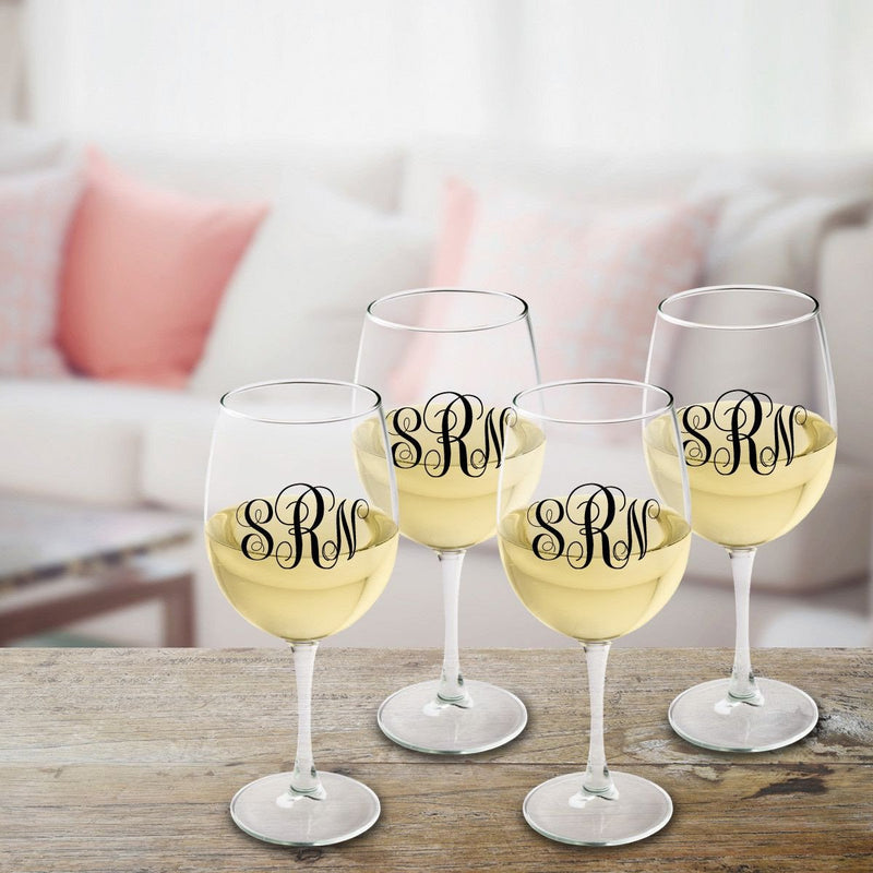 Personalized White Wine Monogrammed Glasses