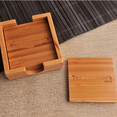 Personalized Bamboo Coasters - Set of 4 -  - Completeful