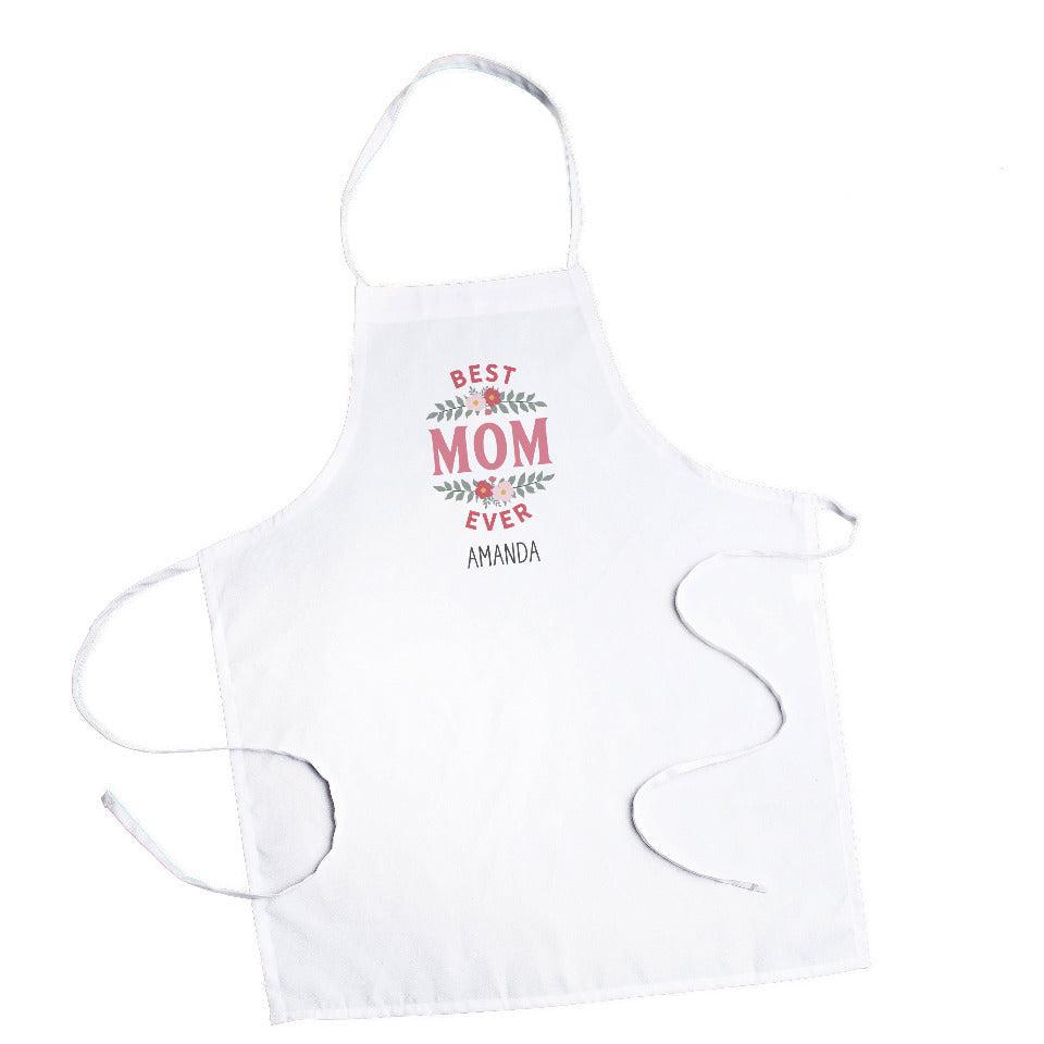 BEST MOM EVER. Embroidered Apron (black)