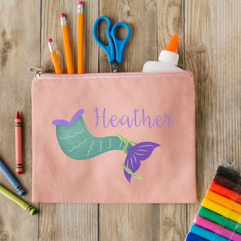 Mermaid Pencil Case - Personalized Kids Pencil Pouch with Zipper